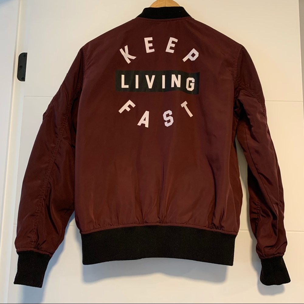 H&M | Burgundy Bomber-style Jacket